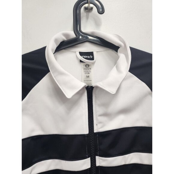 Mono B Womens Varsity Tricot Jacket Size Medium Black White Raglan Activewear - Picture 3 of 7